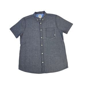 Element Men’s Chambray Short Sleeve Button Down Shirt Blue Size M